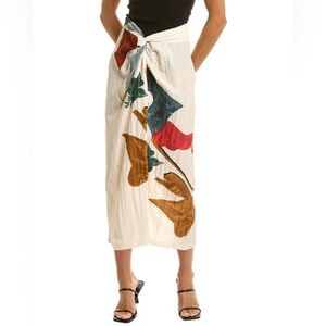 Vince Milk Painted Abstract Draped Knot Skirt